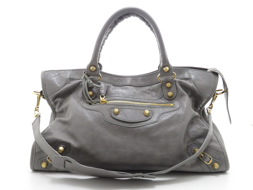 Balenciaga Giant City Leather Handbag Gray